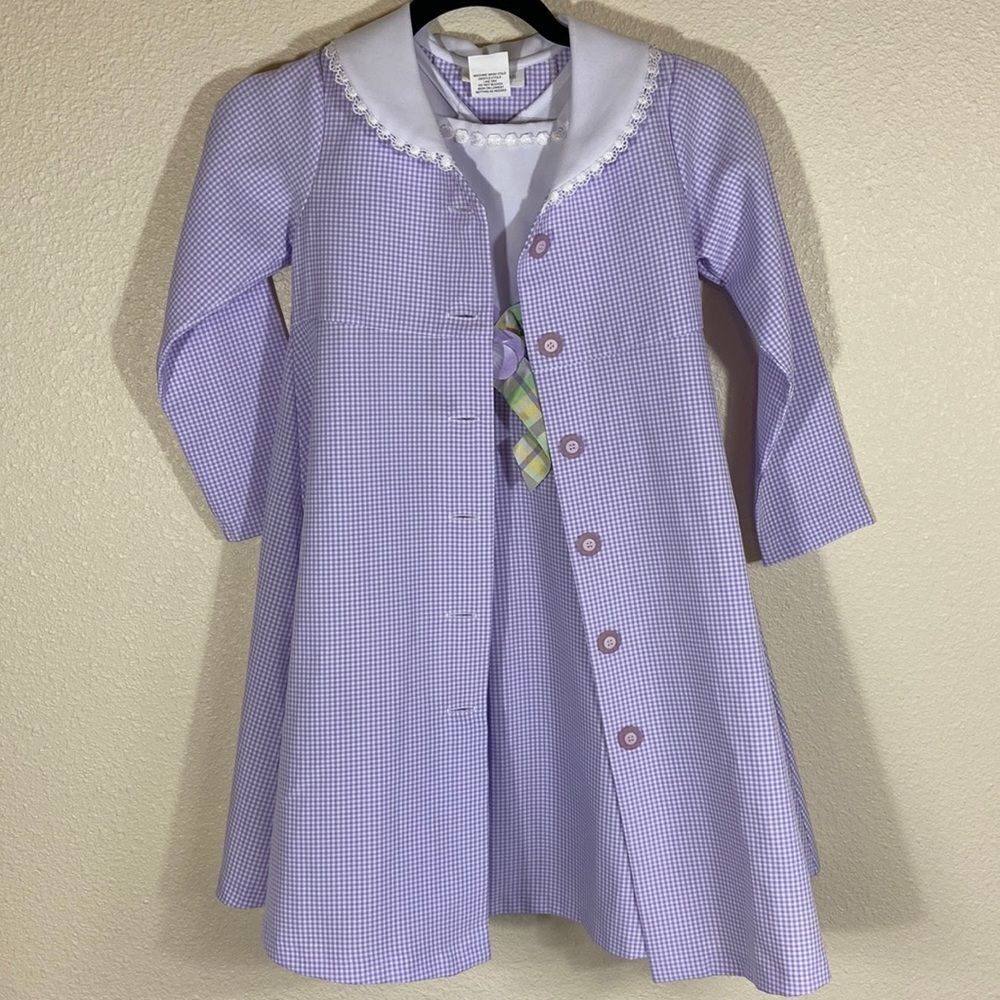 Bonnie Jean Strips Tow Pc. Dress white & Purple